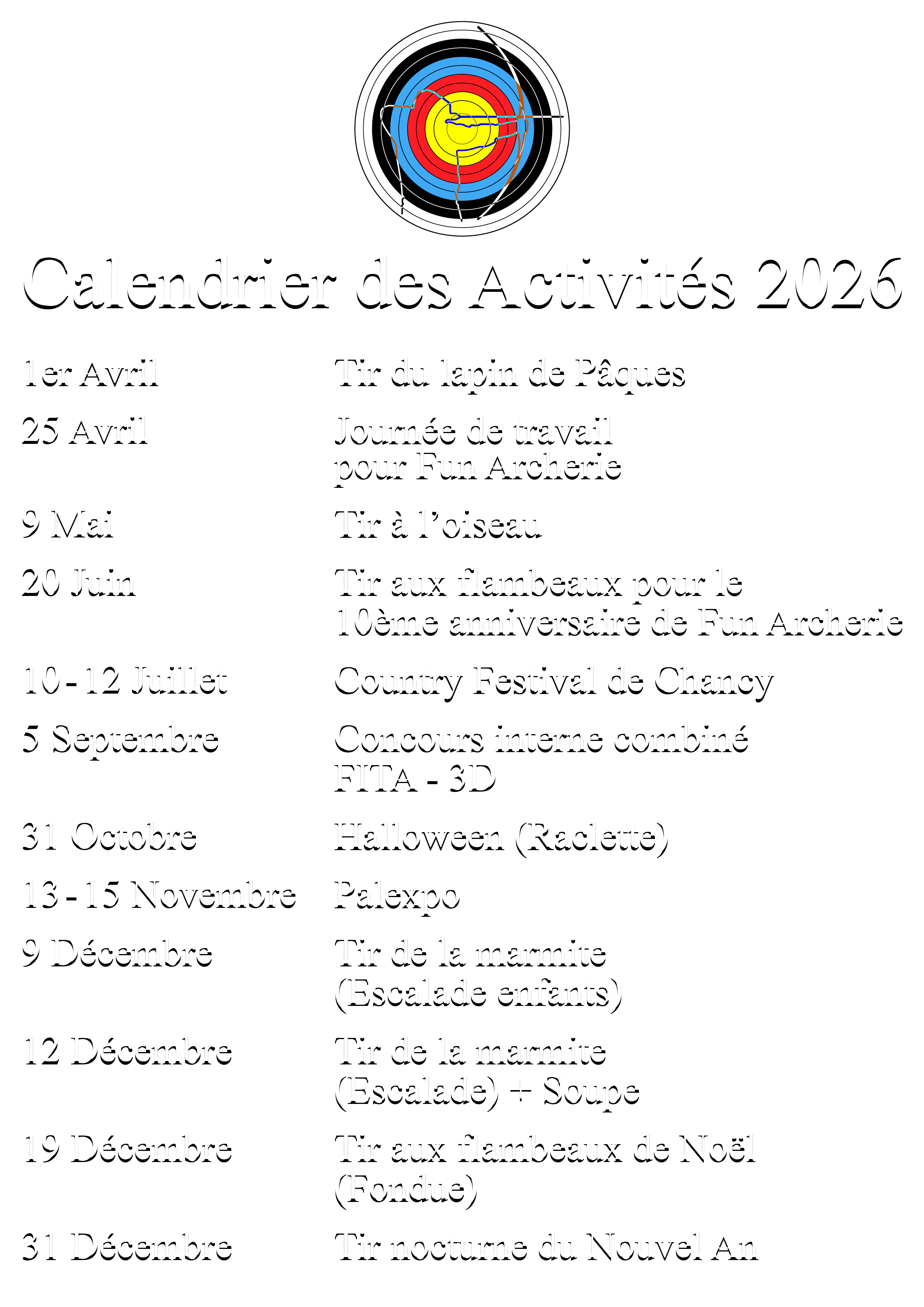 2 Calendrier FunArcherie 2026